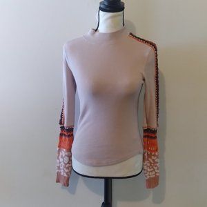 Free People Switch it Up thermal top crochet animal print sz XS